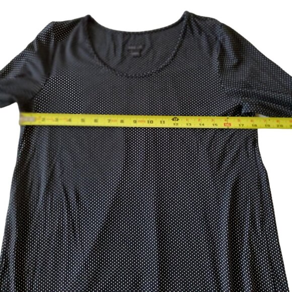 J Jill Tunic Blouse Scoop Neck  Black with Tiny Polka Dots Rayon Blend Small - Picture 11 of 13